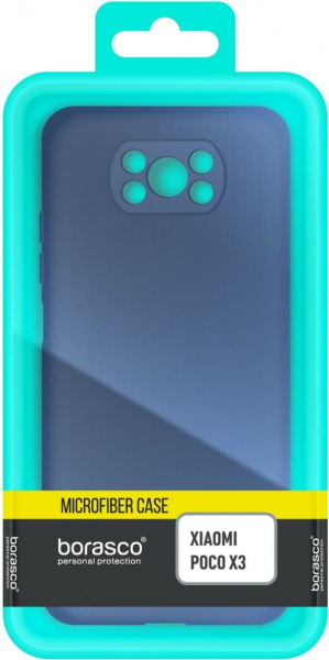 Чехол-накладка для Xiaomi Poco X3 синий, Microfiber Case, Borasco фото 3