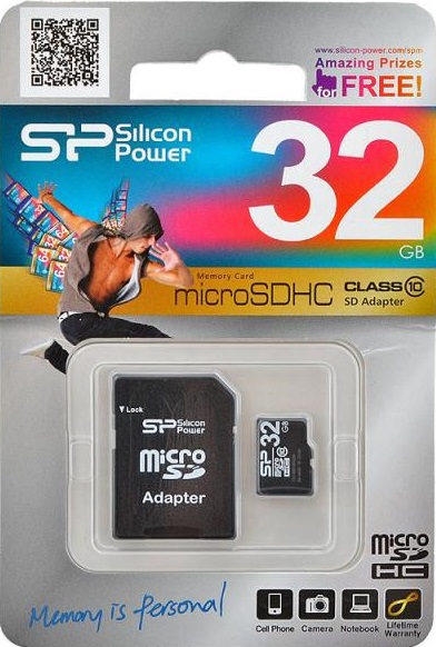 Карта памяти Silicon Power microSDHC 32GB Class 10 (30Mb/s) + ADP фото 2